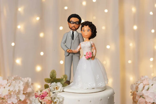 Wedding Bobblehead cake topper