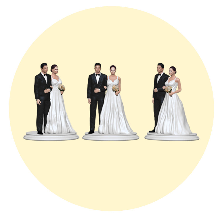 White Stylish Wedding Figurine - Cake Topper | My3dSelfie | My3dSelfie