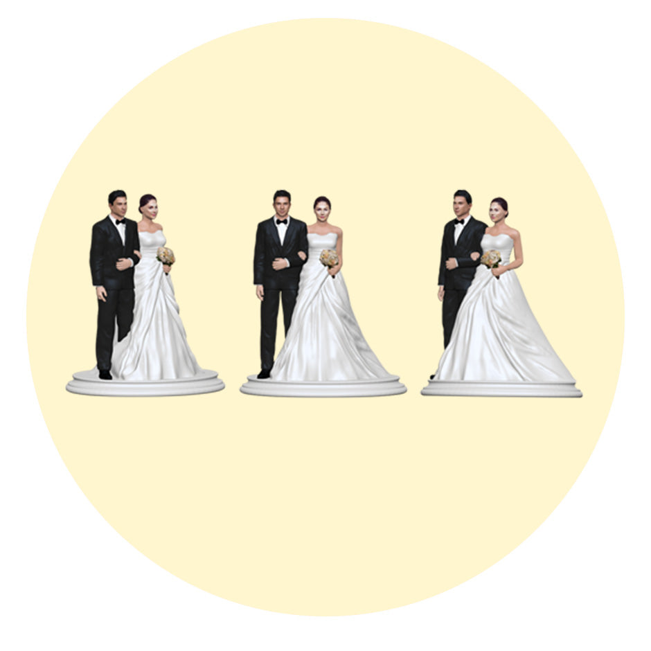 Wedding Cake Topper Figurine- White Crossed Dress