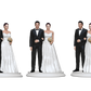 Collage of custom wedding cake topper figurine.