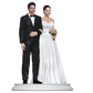 Custom wedding cake topper figurine view from left.