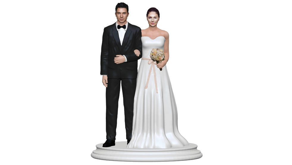 Personalized Wedding Figurine & Cake Topper with ribbon waist | My3dSelfie