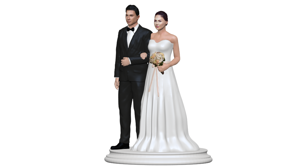 Personalized Wedding Figurine & Cake Topper with ribbon waist | My3dSelfie