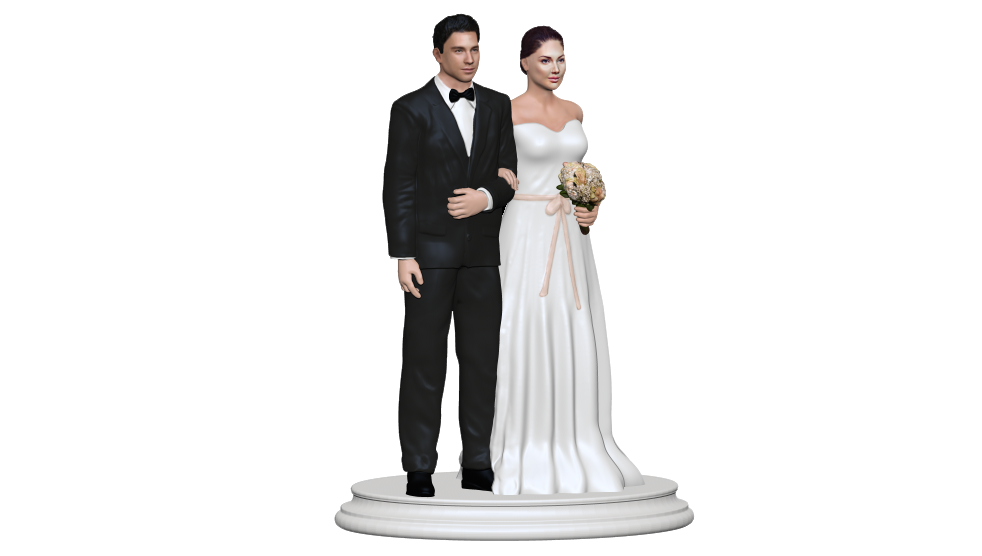 Personalized Wedding Figurine & Cake Topper with ribbon waist | My3dSelfie