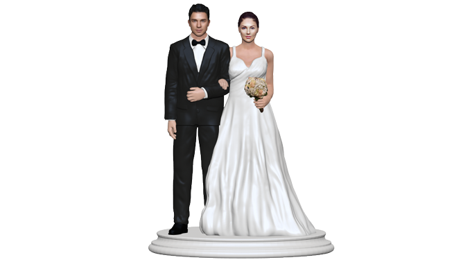 White Stylish Wedding Figurine - Cake Topper | My3dSelfie | My3dSelfie