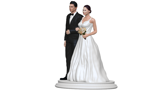 White Stylish Wedding Figurine - Cake Topper | My3dSelfie | My3dSelfie