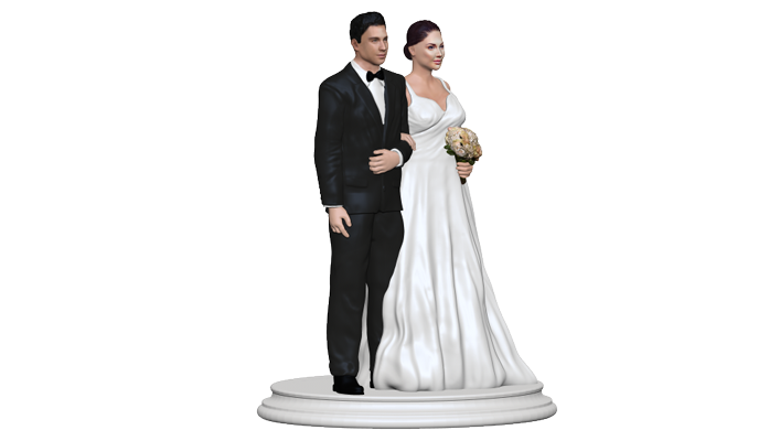 White Stylish Wedding Figurine - Cake Topper | My3dSelfie | My3dSelfie