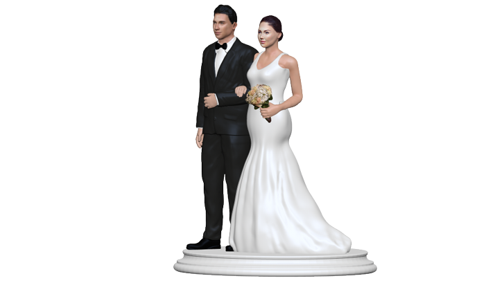 Cake topper figurine for wedding view from right.