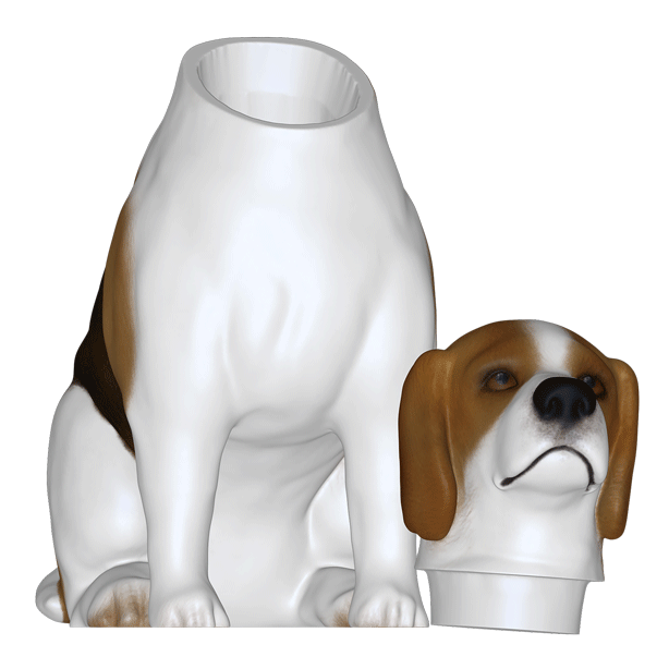 Detachable head custom pet figurine urn.