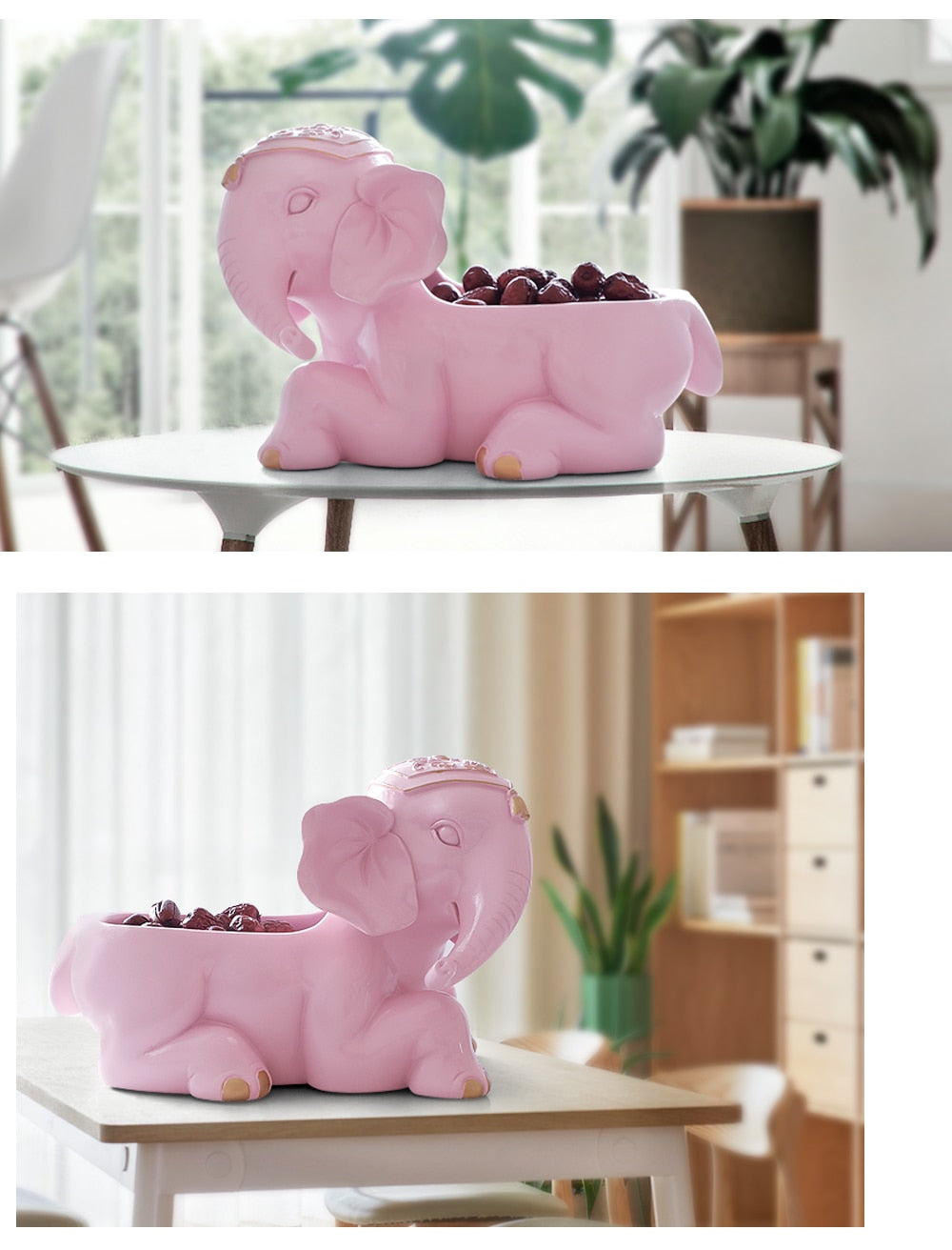 A pair of pink elephant figurine