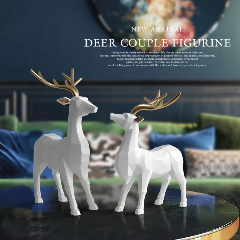 A pair of white Deer figurine