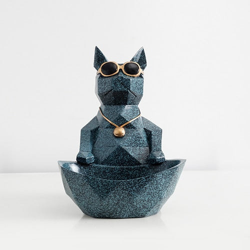 Grey Dog Figurine with storage