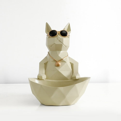 White dog figurine with storage